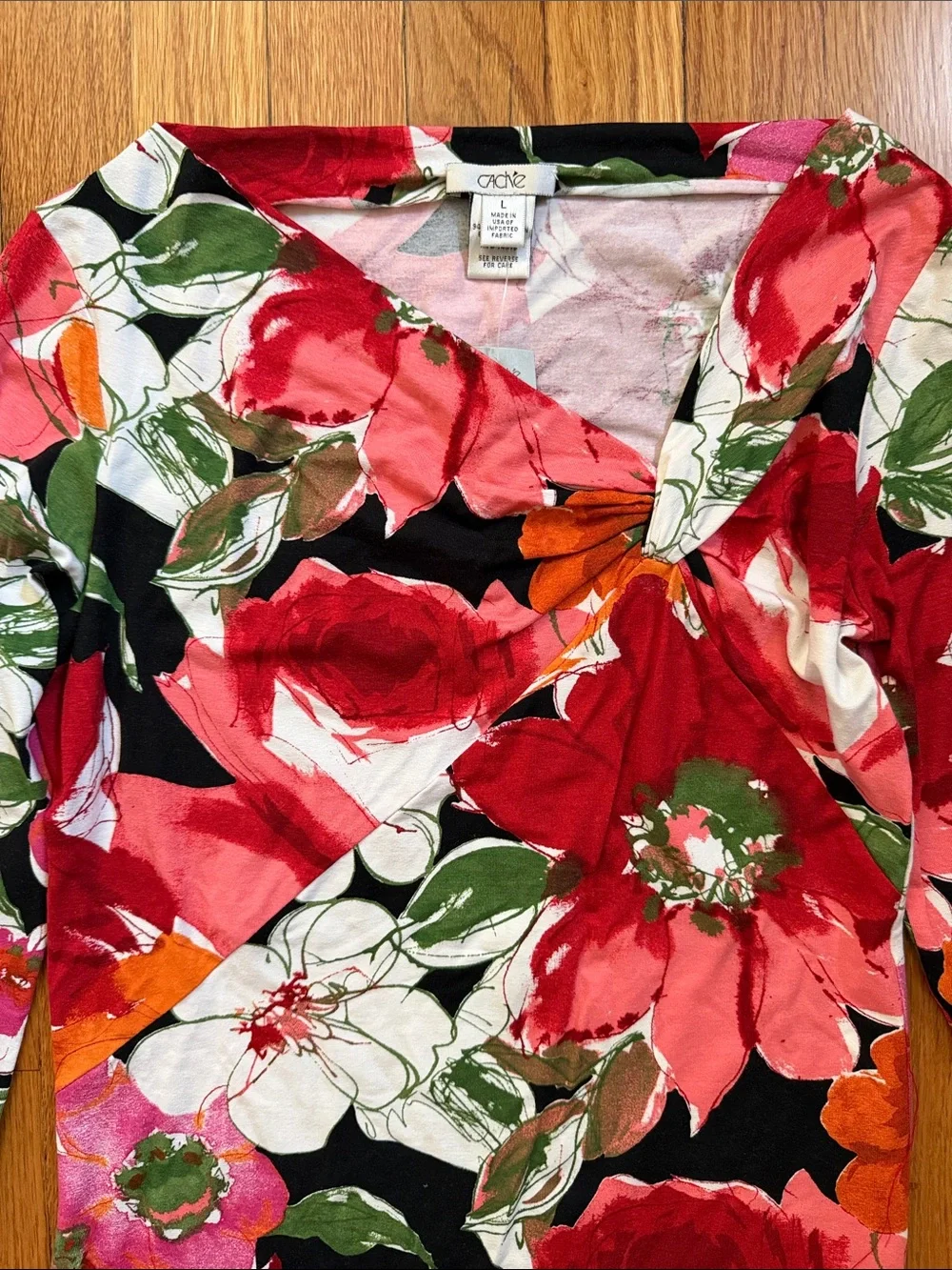 Cache Asymmetrical Floral Long-Sleeve Print Top - Picture 2 of 7